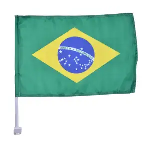 Custom Election Campaign Brazil Car Window Flags Double Side Printing Polyester Car Flag