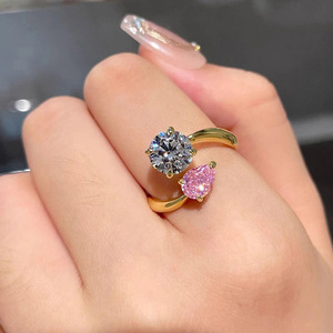 Anello aperto a forma di pera dolce per donna, elegante gioiello da dito alla moda - Product Image 5
