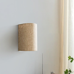 Wall <b>Lamp</b> Fabric Shade Led Light E27 Bulb Base <b>Switch</b> Control Bedroom Hallway Nordic Style - Product Image 4