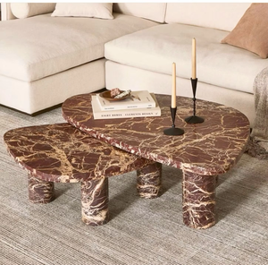 Tùy chỉnh thiết kế hiện đại màu nâu đá tự nhiên bàn đá cẩm thạch kết hợp hàng đầu Bàn cà phê Đá Cẩm Thạch Bàn cà phê - Product Image 2