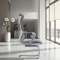 Chaise de bureau exécutive moderne en gros, en tissu, ergonomique, réglable en hauteur, sans roulettes, pour ordinateur, travail, personnel, aluminium