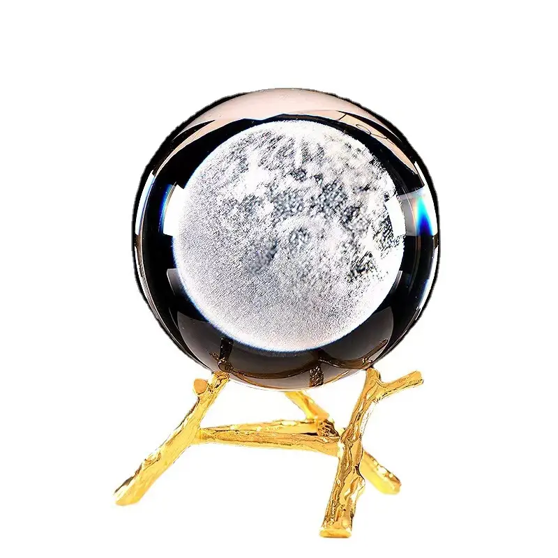 2021 nuovo 3D Art sistema solare Globe Stand creativo sfera di cristallo sfera decorativa con Base in metallo dorato Bough