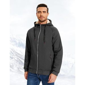 FOXA Sherpa Hoodie Men Zip Up <b>Fleece</b> <b>Lined</b> Warm Hooded Sweatshirt Heavyweight Winter <b>Jacket</b> - Product Image 3