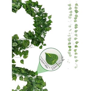 Artificial Ivy Vines 12 Pothos Green <b>Leaves</b> <b>Decorations</b> For Indoor Outdoor Hanging Garland Plant <b>Wall</b> <b>Decoration</b> - Product Image 5