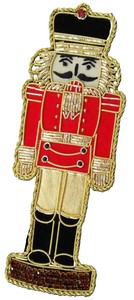 Adorno navideño de primera calidad, cascanueces con abrigo rojo, decoración de cascanueces bordada en oro, fabricante. - Product Image 3