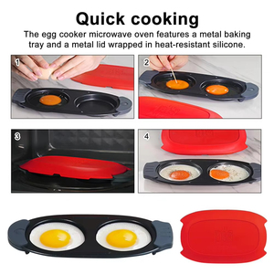 <span class=keywords><strong>Cuiseur</strong></span> à œufs durs pour <span class=keywords><strong>micro</strong></span>-ondes avec deux compartiments, mini-appareil antiadhésif pour omelettes, chauffe rapide, petit-déjeuner portable - Product Image 6