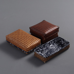 Retro Chinese Style <b>Bamboo</b> Woven Storage Box Rectangle Handmade Food <b>Container</b> For Tea Ceremony Utensils Zhejiang Origin - Product Image 1
