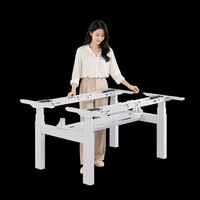 Cadre de bureau électrique moderne robuste double face en acier, 4 moteurs, 3 niveaux, pour poste de travail assis-debout OTi SXT04, garantie 3-5 ans pour le bureau