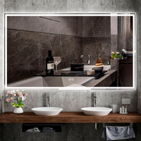Miroir anti-buée sans cadre en alliage d'aluminium rectangle rétroéclairé par LED pour salle de bain moderne de luxe