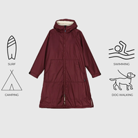 Robe de change unisexe grande taille à capuche épaisse, doublée en polaire Sherpa, respirante, coupe-vent, imperméable, séchage rapide, parka zippée pour le surf