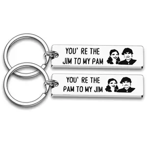 2024 Couple jewelry stainless steel key chain couple gift Lettering YOU RE THE JIM TO MY PAM pendant keychains