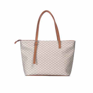 Oushang Fashionable Beige/<strong>Black</strong>/Color <strong>Small</strong> Bucket <strong>Handbag</strong> for Women with Two Straps and Zipper Closure PVC Material 26x12x73CM - Product Image 2