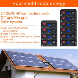 Manufacturer 5Kw Stackable Lithium Ion Battery 6000 Times Lifepo4 Batteries For Solar Energy Storage System