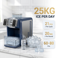 Machine à glaçons et à slushies 2-en-1 HONEYICE, 25 kg de glaçons carrés, compresseur économe en énergie, OEM personnalisé, certifiée ETL, usage domestique et hôtelier