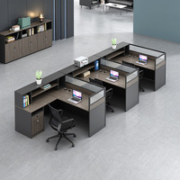 Modern Minimalist Large Office Cubicle Partition Workstation with Glass Partition Shelf Composable Employee Workstations