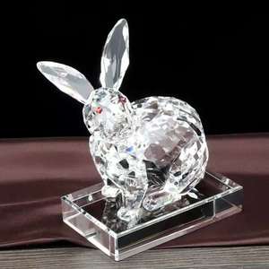 Shining Custom New Arrival Wholesale Home Decoration Zodiac Animals Chinese Zodiac Rabbit Crystal Glass Craft Ornaments Souvenir