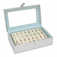 Boîte de rangement portable pour tuiles de mahjong en cuir PU, avec logo personnalisé, OEM, vente en gros, intérieur en velours, fermeture à pression