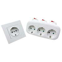 Cordon électrique UE avec interrupteur marche/arrêt, 3 prises Euro, norme allemande, rallonges ignifuges, adaptateur, prise secteur AC