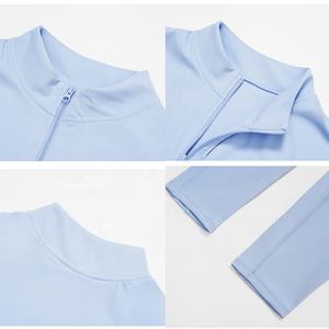 XIANDA OEM Custom Blank Logo Oversized Half-Zipper Sporty Short Sleeve Top Front Scrunch Tight <strong>Leggings</strong> 2 Set Exercise Yoga Wear - Product Image 3