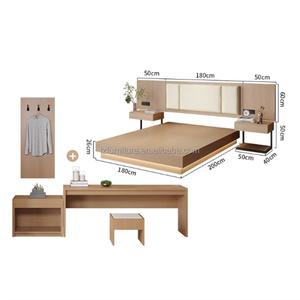 Hotel Bedroom Furniture Full Room <b>Sets</b> <b>Cheap</b> Wooden King Queen Size Bed Frame With Nightstands Headboard <b>Wardrobe</b> & TV Stand - Product Image 6