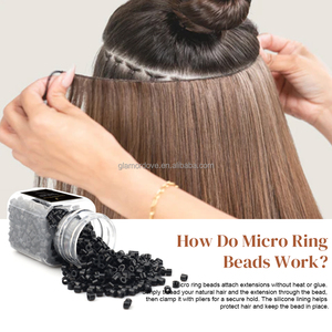 GlamorDove Etiqueta Personalizada 1000 Piezas Cuentas de Microlink de Silicona de 4mm <span class=keywords><strong>para</strong></span> Extensiones de Cabello I-Tip, Cuentas Invisibles - Product Image 4