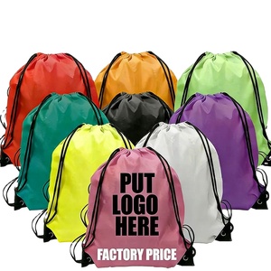 Custom Logo Recyclable Reusable Waterproof Polyester 210D 420D Folding <b>Drawstring</b> <b>Backpack</b> for Gym Sport Daily Use - Product Image 1