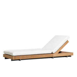 Lit de salon moderne en bois de teck massif pour l'extérieur, imperméable et résistant au soleil pour piscine, plage, jardin, hôtels et parcs - Product Image 4