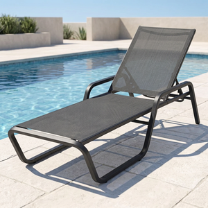 Chaise longue d'extérieur moderne et durable en métal aluminium, résistante aux UV, écologique, antirouille, empilable, sans accoudoirs, pour hôtel - Product Image 2
