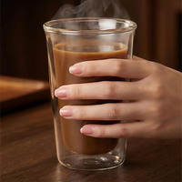 Tasse à café en verre borosilicate à double paroi, isolante et résistante à la chaleur, pour boissons chaudes et froides – Meilleure vente