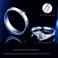 Bagues de mariage pour couple en moissanite couleur D, en argent sterling 925, serties de diamants, bagues de fiançailles géométriques simulées