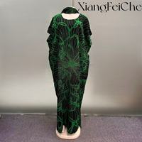 Nouvelle Robe Élégante en Coton Grande Taille pour Femme, Style Ethnique Africain Imprimé, avec Foulard, Décontractée et Ample, Ornée de Strass, Collection Été 2026