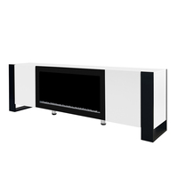 Support TV moderne haute brillance pour centre de divertissement Cheminée électrique non chauffante 2 armoires en bois Console multimédia pour téléviseurs