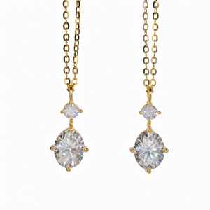 Collar Clásico de Diamante Solitario con Corte Ovalado de Plata de Ley 925 con Joyería de Moissanita Certificada por GRA para Mujer - Product Image 1