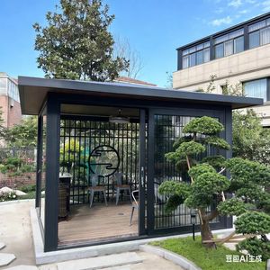 Chinesischer Landschaftspavillon, <span class=keywords><strong>Pergola</strong></span>, Gartenlaube, Wintergarten, Teeraum, Isoliert, Schalldicht, Aluminiumlegierung, Gehärtetes Glas, Offen - Product Image 4