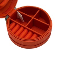 Étui à bijoux de voyage personnalisé, boîte cadeau pour bijoux, organisateur rond en cuir PU avec fermeture éclair, vente en gros d'usine