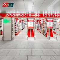 Aménagement intérieur de magasin de pharmacie moderne Mobilier de magasin de pharmacie sur mesure Comptoir de pharmacie en bois Table de travail avec étagère