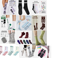 Chaussettes de yoga, de pilates et de fitness en tricot épais personnalisées, antidérapantes, mini chaussettes à volants en jacquard