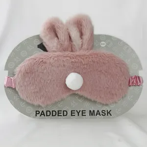 Cute Sleeping Eyemask Black Rabbit Animal Cartoon Style Silk Feeling Plush Bunny Eye-Shade Cover Blinder