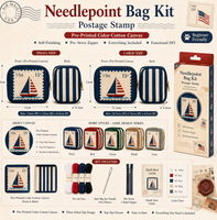 Kit de sac pochette à broder soi-même pour parapluie de plage, en toile de coton imprimée, avec fermeture éclair sur trois côtés, pour adulte