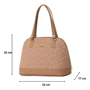 Sac à main dôme matelassé Fana Aubrey pour femme M3758, couleur maquillage, double poignée supérieure, style élégant, en cuir synthétique microfibre - Product Image 4