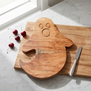 Planche à découper en bois pour Halloween, 14"L x 10"W, motif fantôme, plateau de charcuterie pour fromages - Product Image 6