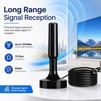 Antenne TV numérique intérieure à base magnétique, en plastique, connecteur coaxial standard 75 ohms, 470-860 MHz pour télévision