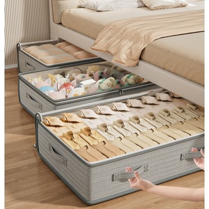 Boîte de rangement sous lit pour vêtements en tissu non tissé, style japonais, motif flèche, sac à couette grande capacité, pliable et couvert - Product Image 4
