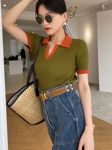 T-Shirt a maniche corte su misura Top Slim lavorato a maglia T-Shirt <span class=keywords><strong>bianca</strong></span> Skinny scuola ragazze sesso uniforme T-Shirt <span class=keywords><strong>Polo</strong></span> per le donne - Product Image 4