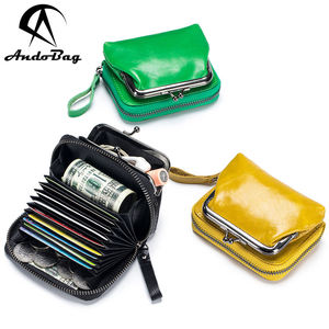 AndoBag Monedero Estilo Europeo Americano para Mujer, Tarjetero de Cuero Genuino de Vaca, Clip para Billetes, Cartera de Mano 2060 - Product Image 1