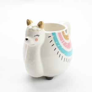 Massen fabrik Großhandel benutzer definierte Logo Keramik 3d niedlichen Tier Alpaka geformte Kaffeetasse mit Füßen auf Lager - Product Image 5