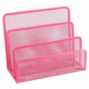 Folder Holder Desk Mail Organizer Letter Holder for Desk Metal <b>Mesh</b> with 3 Vertical Upright Compartments - Product Image 3