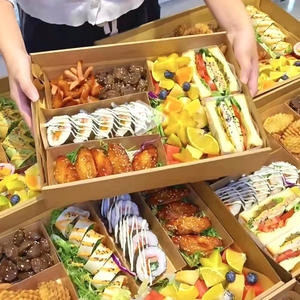 Boîtes personnalisées pour plateaux de charcuterie avec couvercle, emballage pour plateaux de <span class=keywords><strong>brunch</strong></span> et de dégustation, boîte à emporter en papier kraft pour aliments - Product Image 1