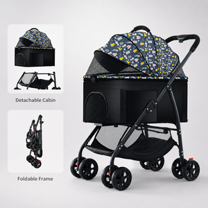 <span class=keywords><strong>Poussette</strong></span> pliable <span class=keywords><strong>pour</strong></span> animaux de compagnie avec cabine détachable, roues EVA, verrou de sécurité, grand panier de rangement, marque privée, vente en gros - Product Image 3