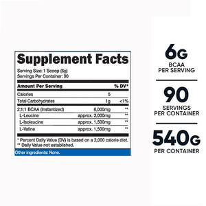 Fabricant de poudre <span class=keywords><strong>BCAA</strong></span> 2:1:1 | OEM/Marque privée | Instantané | CGMP | Non aromatisé | quantité minimale de commande 500 + - Product Image 5